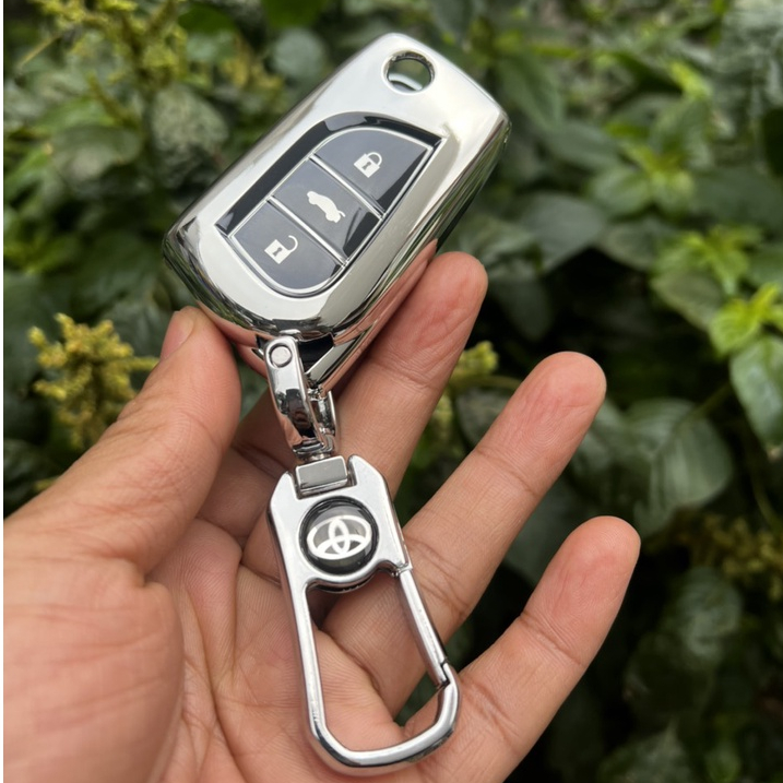 Bọc chìa khóa TPU Mạ Inox xe ô tô Toyota Innova, Fortuner, Corolla Altis 3 Nút chìa gấp