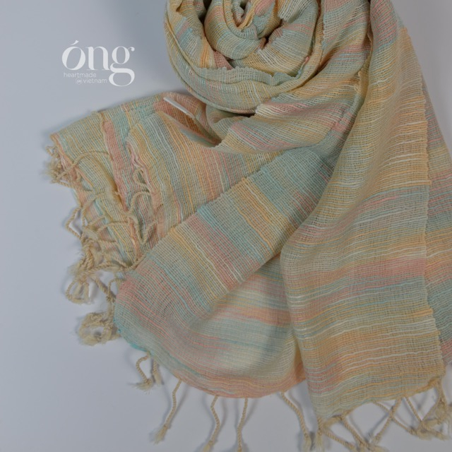 Khăn choàng ấm cotton sợi loang- Óng SILK - Mềm mại, êm ấm, nhẹ, thoáng khí- An toàn cho da- 100% Sợi cotton tự nhiên