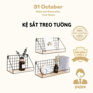 Kệ treo tường - kệ sắt đáy gỗ để đồ đa năng trang trí nhà cửa decor phòng