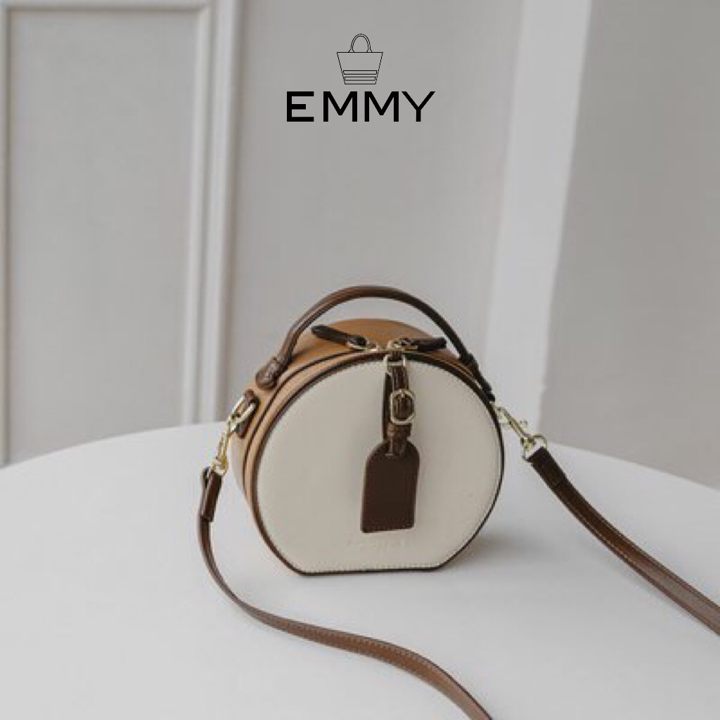 Túi trống tròn xách tay nữ kiểu dáng phong cách trẻ trung.Túi đeo vai,đeo chéo EMMY 004R da pu đựng được ví,điện thoại.