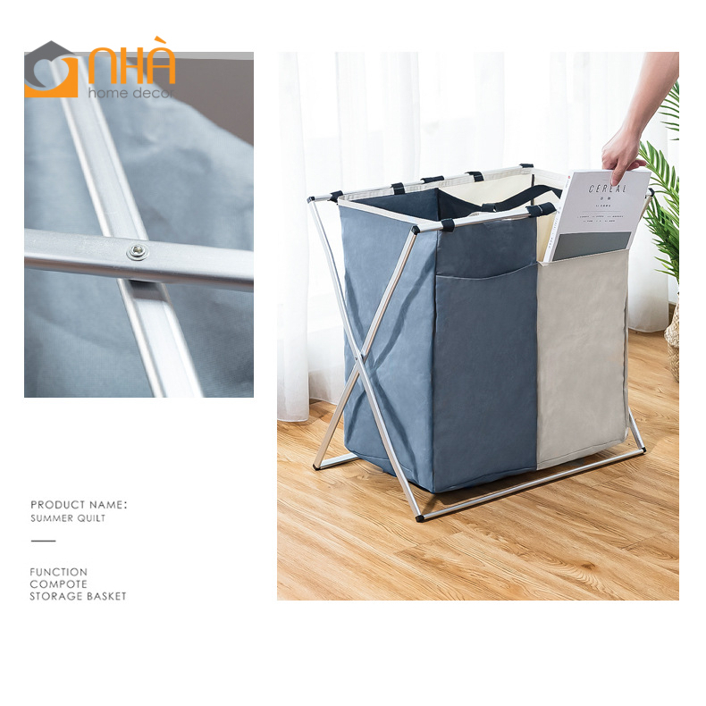 Sọt Để Đồ Vải Oxford Chống Thấm Chân Đế Gấp Kim Loại PA9541