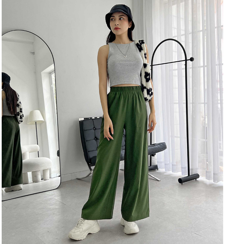 Quần dài ống rộng lưng thun nữ MARC FASHION dáng suông lưng cao hack dáng không nhăn mềm mịn mát CBMH082022