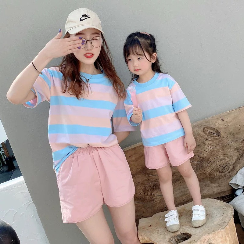 Bộ quần thun hè &quot;IOWA KẺ&quot; 14-55kg cho bé gái 4-14 tuổi. Thiết kế năng động, form đẹp. Hàng may kỹ. G55 G63