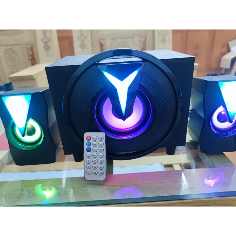 Loa máy tính + Bluetooth 2.1 Công suất 15w có đèn LED và tặng tay điều khiển