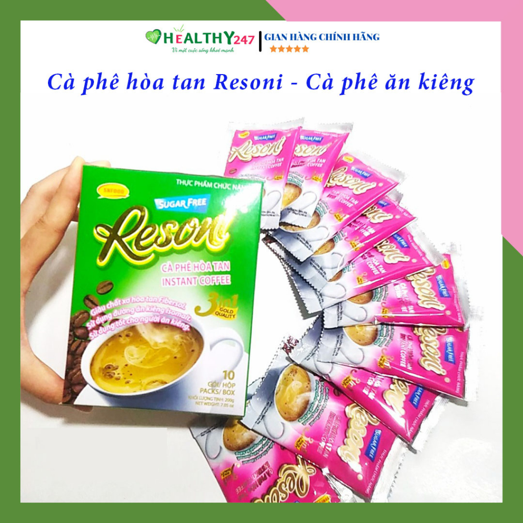 Cà phê dành cho người tiểu đường, ăn kiêng Resoni hộp 200g