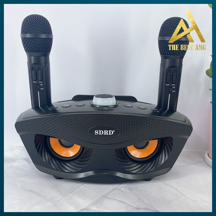 Loa Karaoke Bluetooth 2 Mic Không Dây Di Động SD-306 Mắt Mèo - Loa Nghe Nhạc Bass Cực Mạnh Thiết Kế Đẹp