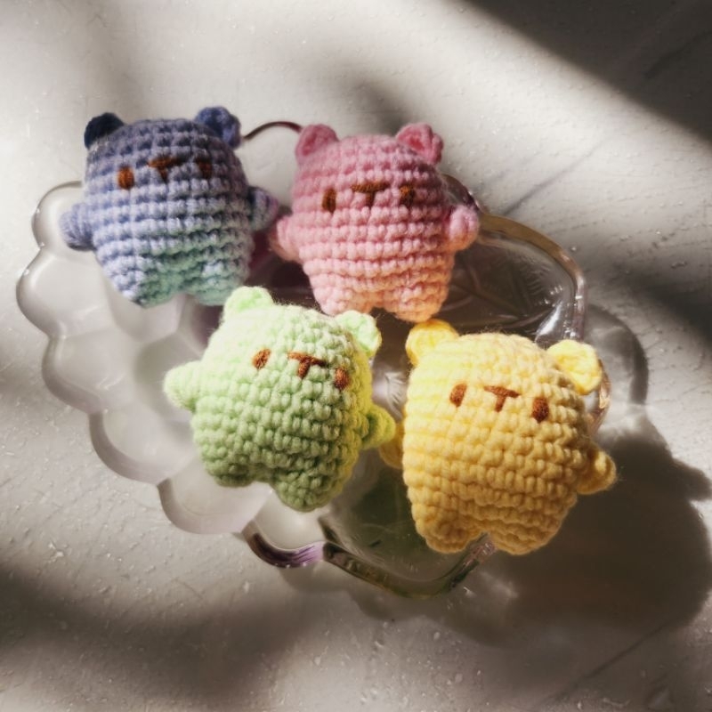 Móc khóa gấu răng móc len mini - Amigurumi tooth beary