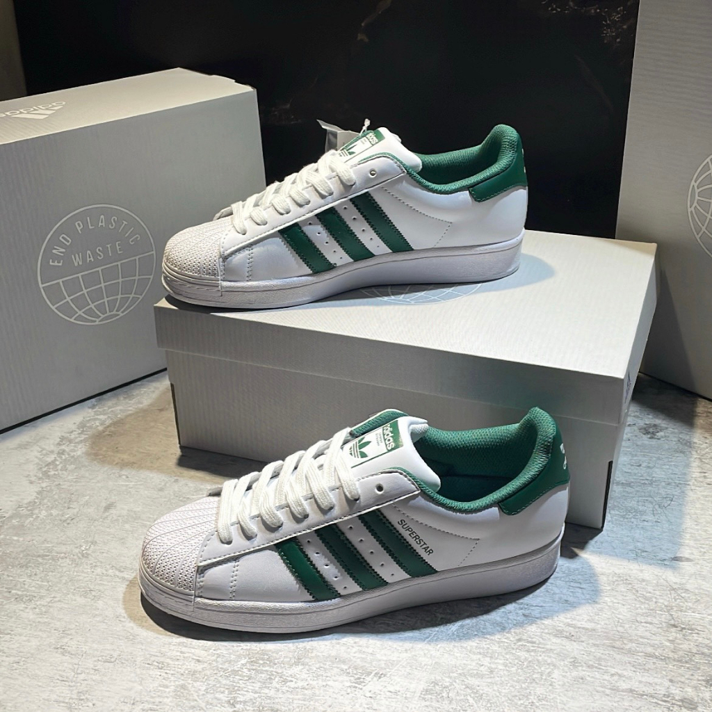 Giày Thể Thao Adidas Superstar 'Cloud White/Collegiate Green/Cloud White'. Giày Thể Thao Sò Vạch Xanh Lá
