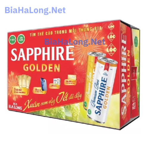 Thùng Bia Hạ Long Sapphire Golden 24 Lon Cao x 330ml