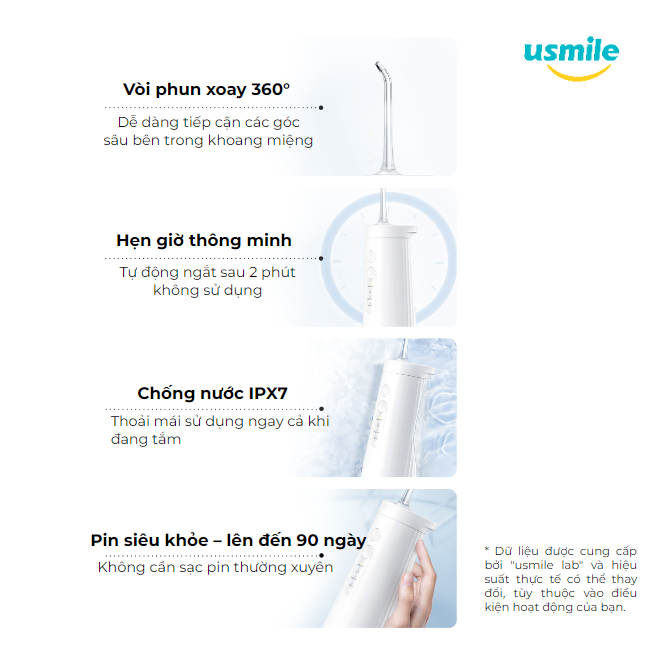 Máy tăm nước sóng siêu âm usmile CY0 - Chính hãng - BH 12 tháng