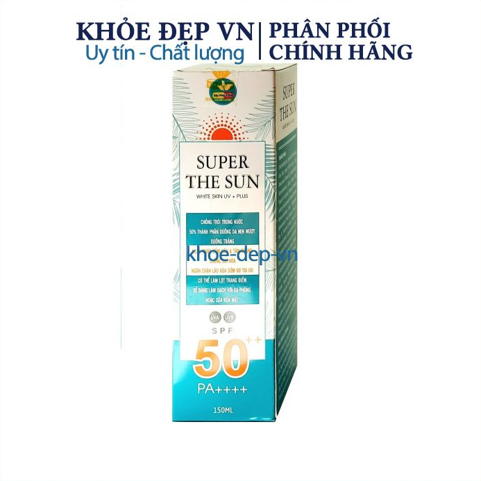 Kem chống nắng super the sun white skin giúp chống nắng , chống trôi trong nước, dưỡng ẩm da – hộp 150ml