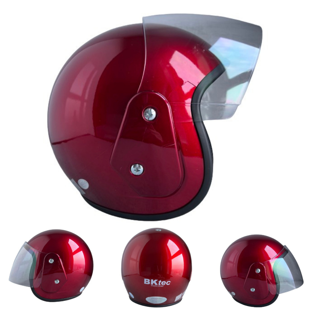 Mũ bảo hiểm trùm 3/4 đầu - Kính trong suốt - Hàng chính hãng BKtec - BK19 - Vòng đầu 56-58cm