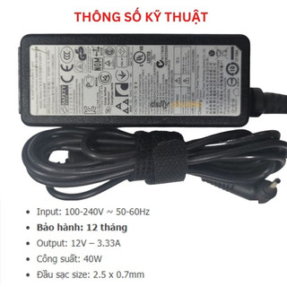 Sạc laptop Samsung 12V 3.33A chân nhỏ zin tháo máy