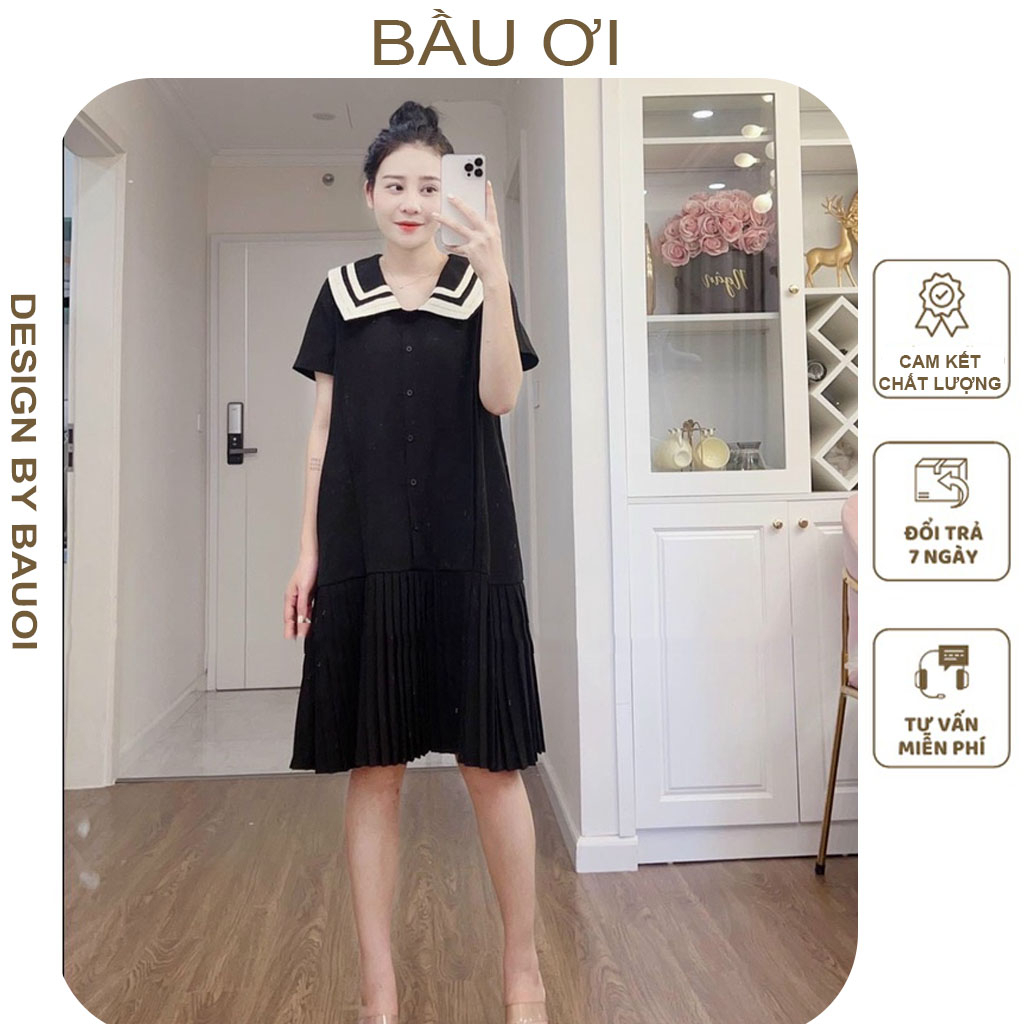 [BAUOII V178] VÁY BẦU CÔNG SỞ DÁNG SUÔNG ĐUÔI CÁ CỔ PHỐI REN ĐIỆU ĐÀ - ĐẦM BẦU BABYDOLL TIỂU THƯ MẶC ĐI LÀM ĐI CHƠI