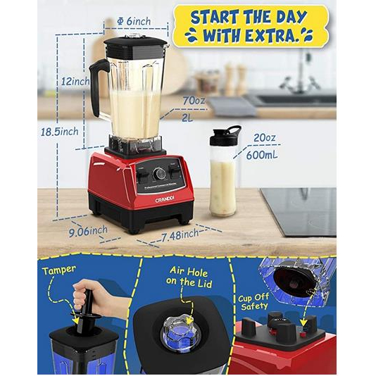 Máy xay sinh tố công nghiệp CRANDDI 1500 watt cho nhà hàng khách sạn gia đình.