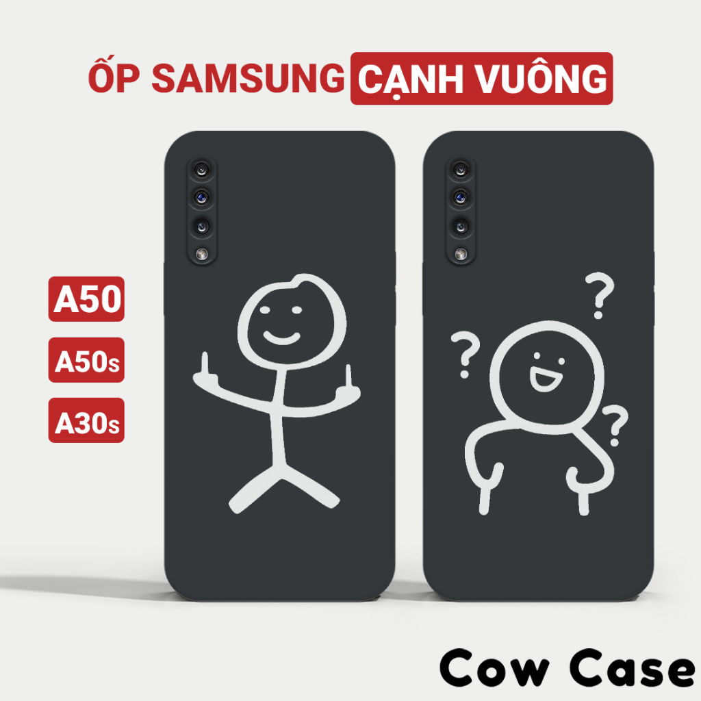 Ốp lưng Samsung A50, A50s, A30s cạnh vuông Cowcase | Vỏ điện thoại SS galaxy bảo vệ camera toàn diện BC6