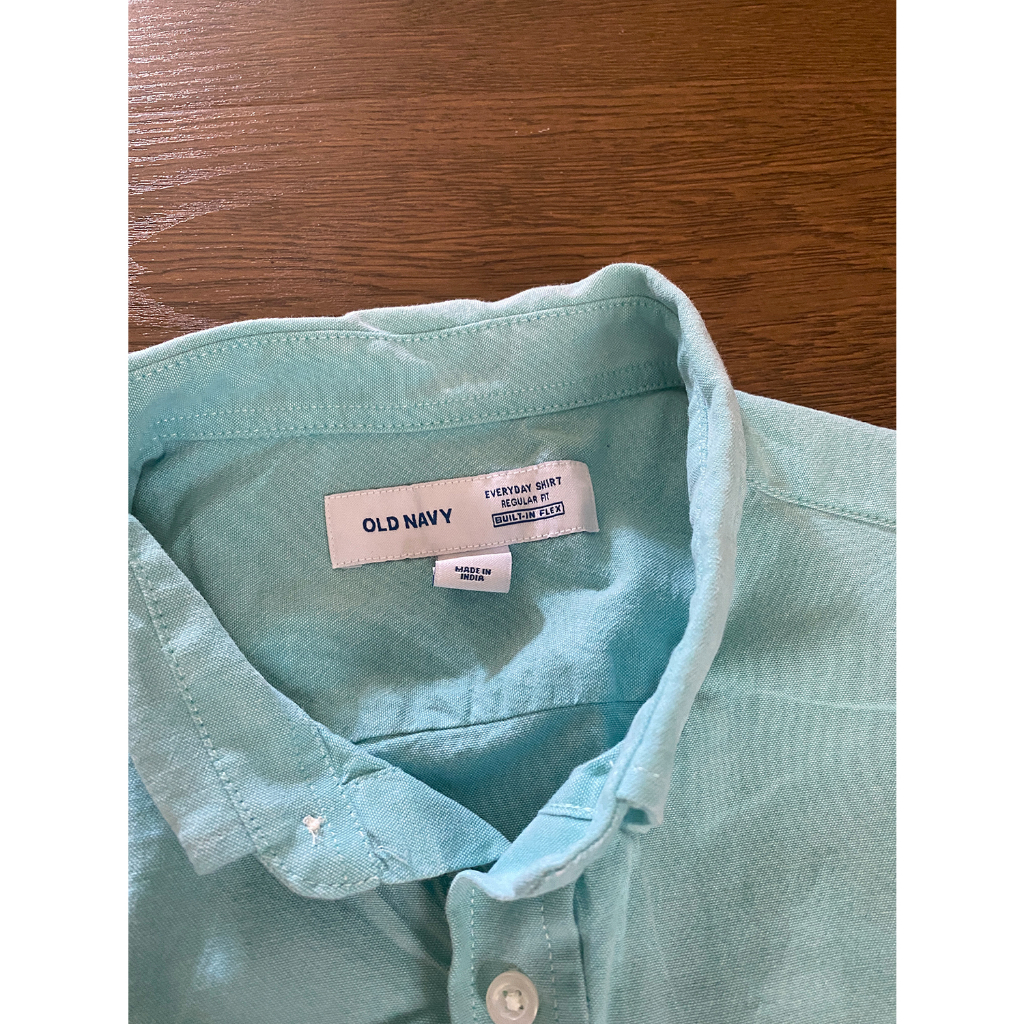 Áo sơ mi nam tay dài chính hãng Old Navy, vải cotton co dãn ,size M, xanh coban trẻ trung, xé tag like new 99%