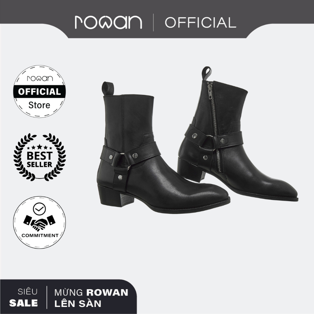 Giày boots nam Rowan Leather Harness Boots In Black (SS2023) - Da bò cao cấp thật 100%