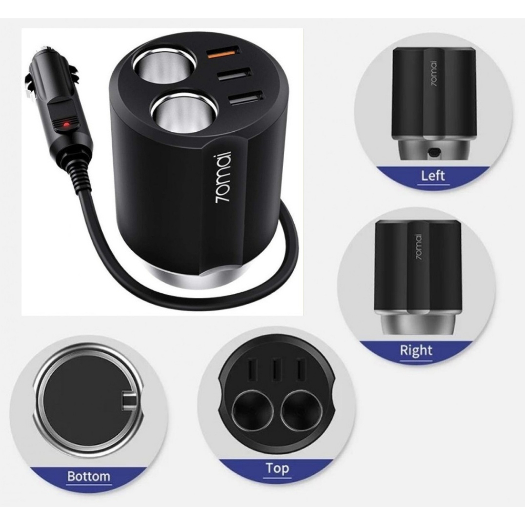 Bộ CC04 chia tẩu sạc 3 USB Midrive 70Mai Xiaomi