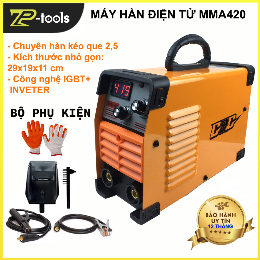 Máy hàn mini, máy hàn điện tử chính hãng GGG 420, máy hàn que 2,5. Tặng bộ phụ kiện đầy đủ