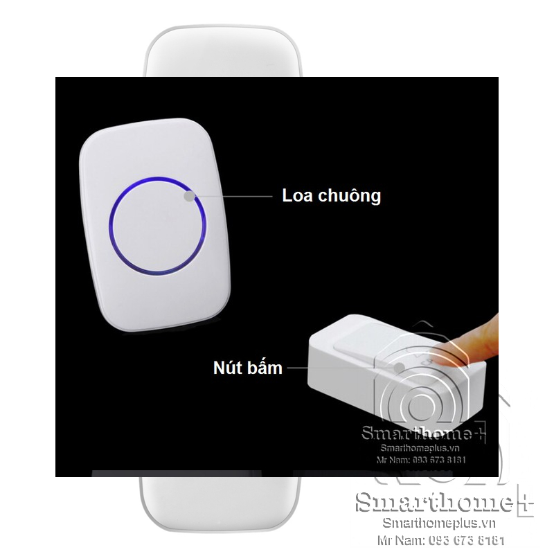 Chuông Cửa Không Dây Không Pin 1 Nút Bấm 2 Loa Chuông SmartHomePlus SHP-CA2