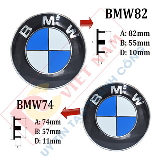 Logo biểu tượng sau xe ô tô BMW, đường kính 82MM và  74MM, chất liệu nhựa ABS cao cấp