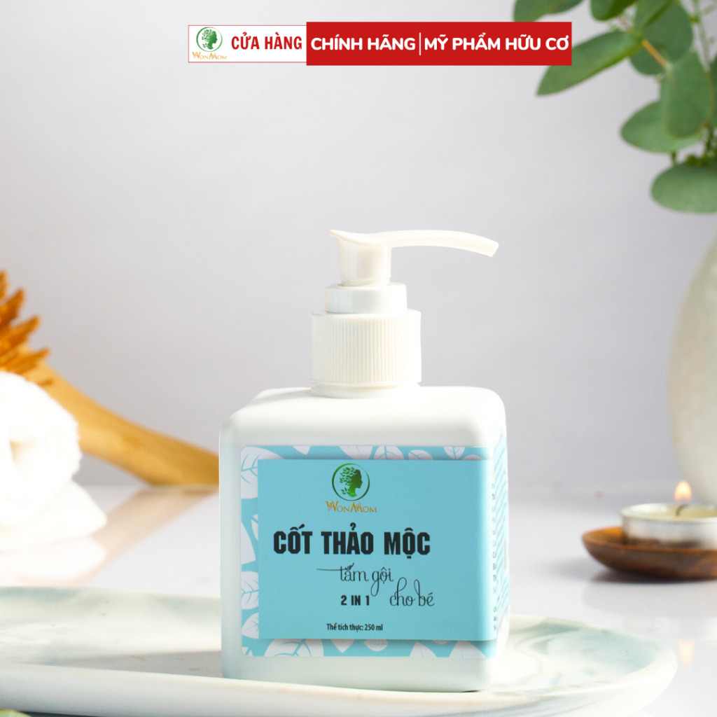 Cốt thảo mộc tắm gội cho bé 2in1 Wonmom