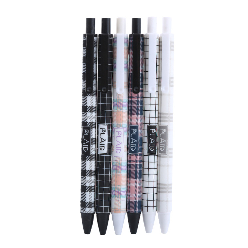 Bút Bi Bấm Kẻ Sọc Caro Siêu Dễ Thương - Bút Bi Bấm Văn Phong Mực Đen