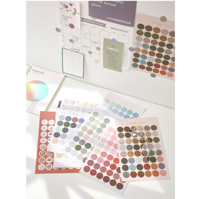 Miếng Sticker Màu Sắc, Nhãn Dán Trang Trí Sổ Tay