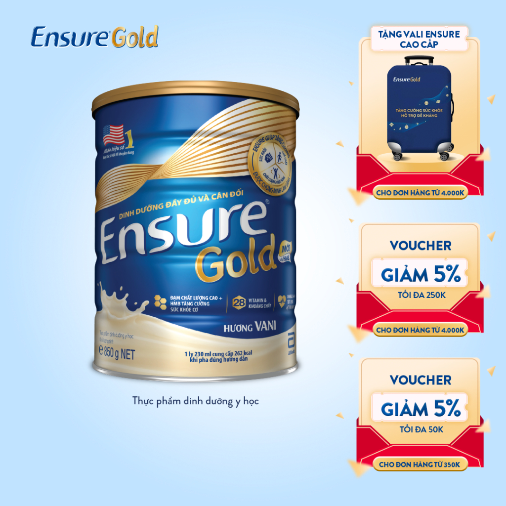 Sữa bột ensure gold abbott hương vani hmb 850g - ảnh sản phẩm 1