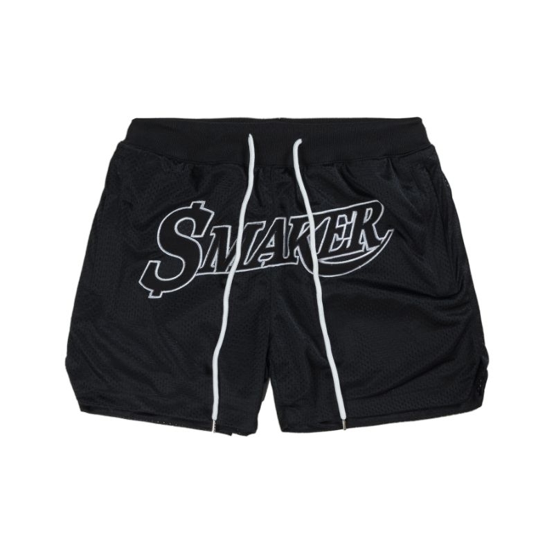 [SMAKER] Quần đùi nam kiểu thể thao, quần short vải lưới mesh cao cấp - LOGO MESH SHORT IN BLACK