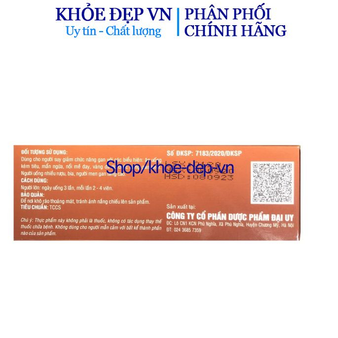 Viên uống BOGANEW  tăng cường chức năng gan, thanh nhiệt, mát gan - Hộp 100 viên