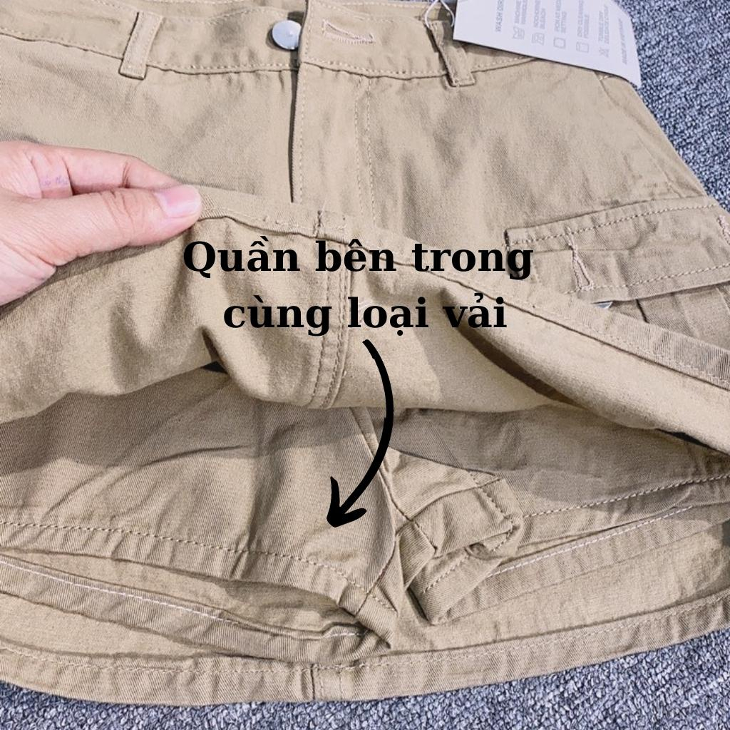 Chân váy túi hộp nữ chất liệu kaki dáng ngắn chữ A có quần trong váy | BigBuy360 - bigbuy360.vn