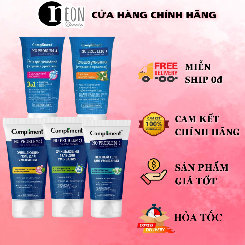 Gel rửa mặt BHA Compliment No Problem giảm viêm, mụn cho da dầu & da nhạy cảm