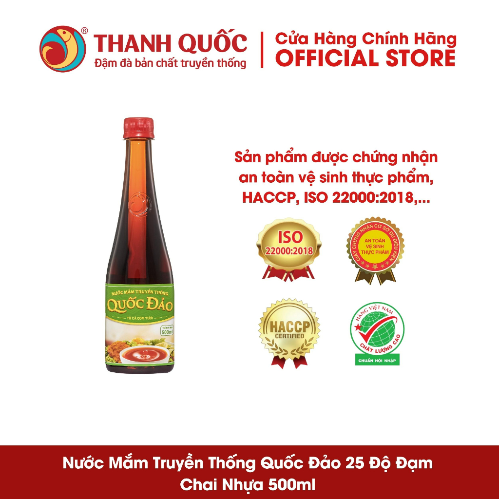 Nước mắm truyền thống Quốc Đảo - Thanh Quốc 25N, chai 500ml