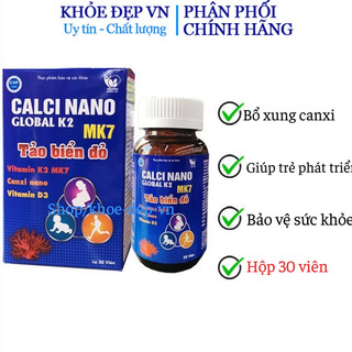 Chuẩn byt) - calci nano global k2 mk7 tảo biển đỏ lọ 30 viên bổ sung canxi cho cơ thể