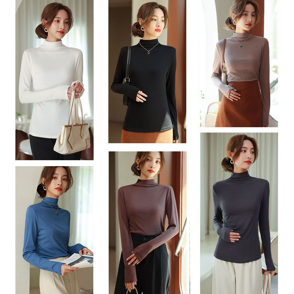 Áo Cổ Lọ Nữ Giữ Ấm Dài Tay Co Giãn Form Rộng Quảng Châu Chất Nỉ Cotton Đẹp ( Có Bigsize) LN02