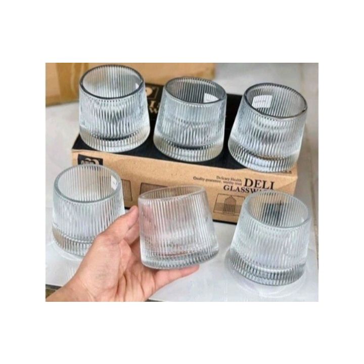 Bộ 6 cốc thủy tinh DELI xoay tròn