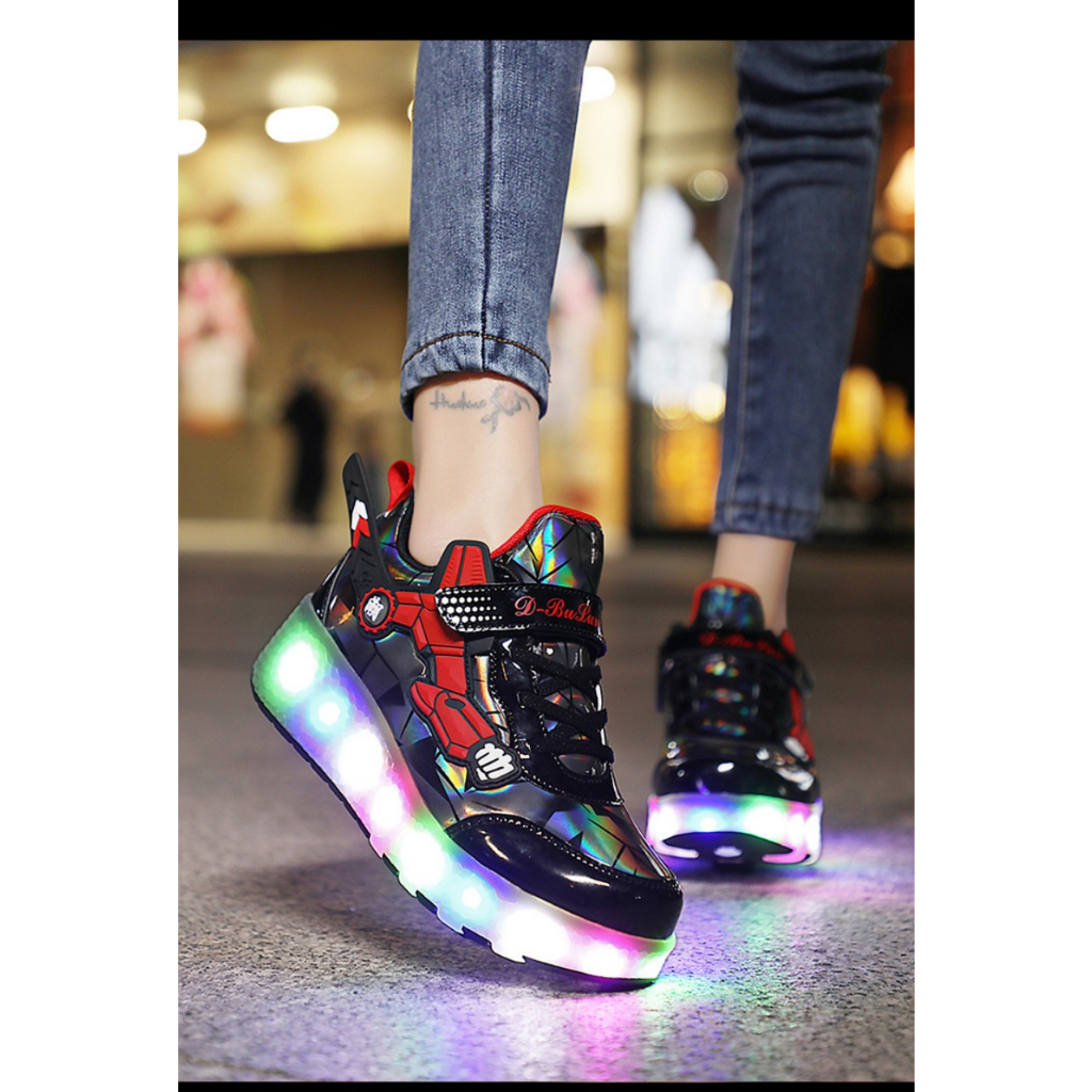 Giày trượt bánh gót 2 bánh cho trẻ em và nữ có đèn LED sạc pin 2166 BLACKPINK
