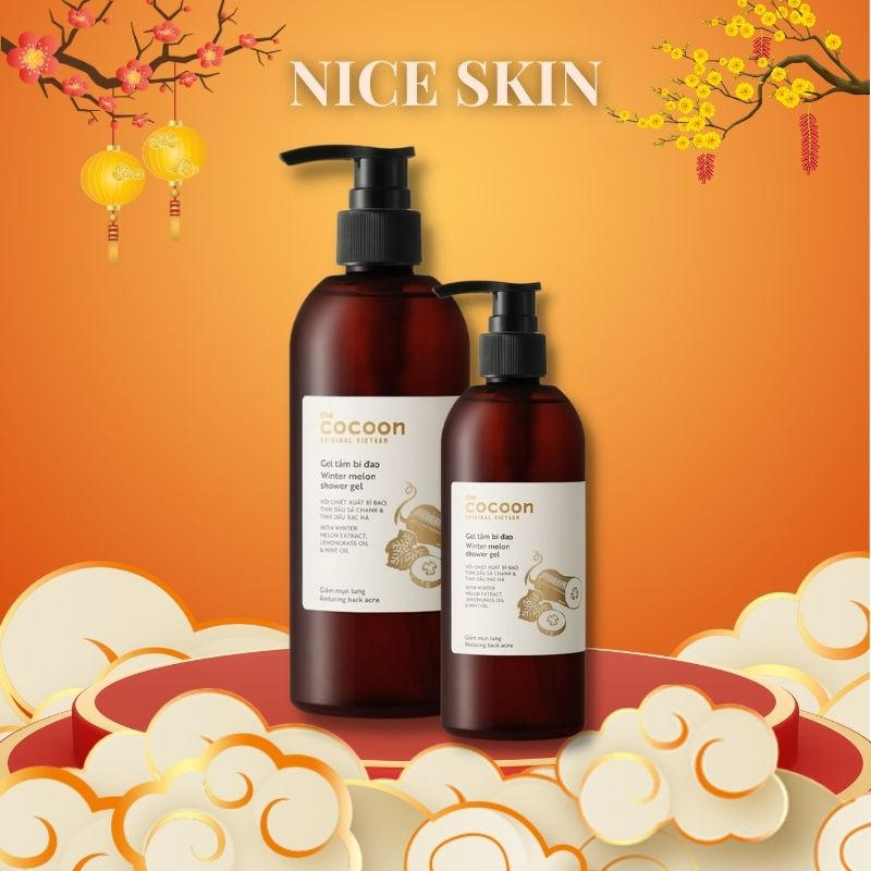 Gel tắm bí đao Cocoon giúp giảm mụn lưng 310ml - 100% hàng chính hãng