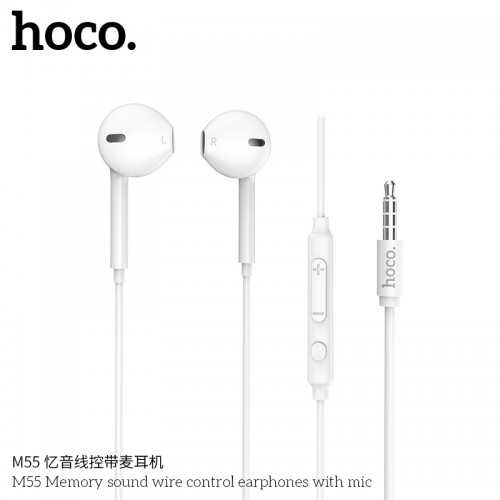 Tai nghe Hoco M55 chân cắm tròn 3.5mm,có mic đàm thoại dành cho 5 6 6S 6Plus 6SPlus, android, máy tính (Trắng)