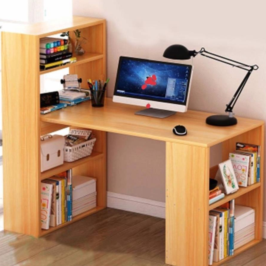 Bàn làm việc chữ L loại to học tập, bàn máy tính văn phòng thiết kế hiện đại, trẻ trung kèm giá sách 2022