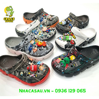 Dép sục cross duet sport unisex loang sơn họa tiết siêu bền , dép sục nam nữ tặng kèm stickers 2d - Nhà Cá Sấu