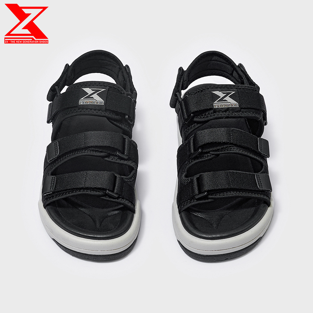 Giày xăng-đan Nam nữ ZX Unisex Shoes 3128 Black grey 3 quai đế phylon 3cm