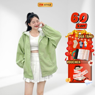 Áo khoác nữ form rộng chống nắng 2 lớp có mũ chất nhung kaki phong cách ulzzang thời trang Hàn Quốc FM Style 206240053