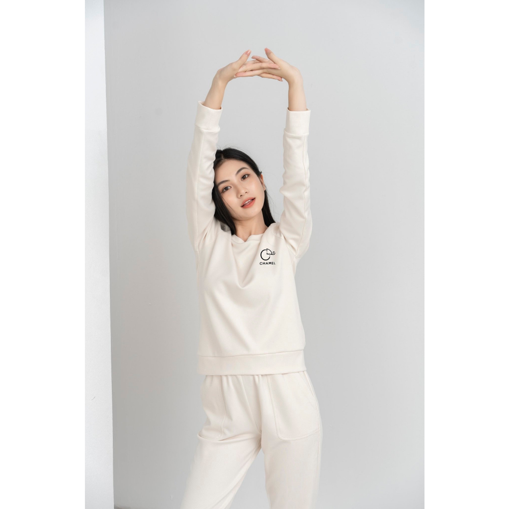 Bộ thể thao nữ cao cấp Set bộ mặc nhà thu đông CHAMEL chất len dệt dày dặn co giãn không bai xù