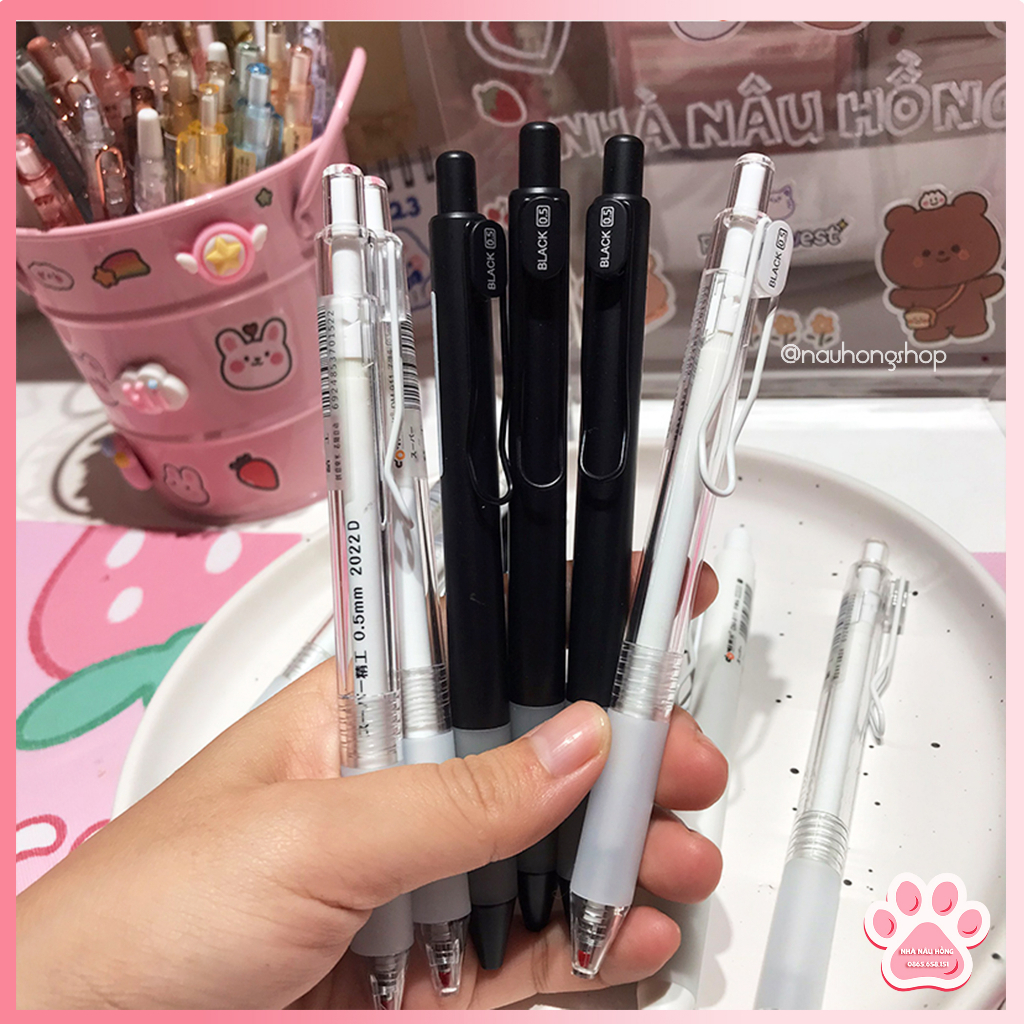 Bút Gel bấm DOMI mực đen ngòi 0.5mm phiên bản basic DM911 cao cấp, khô nhanh