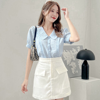Áo SARA - Áo sơmi nút tay lửng cổ bèo