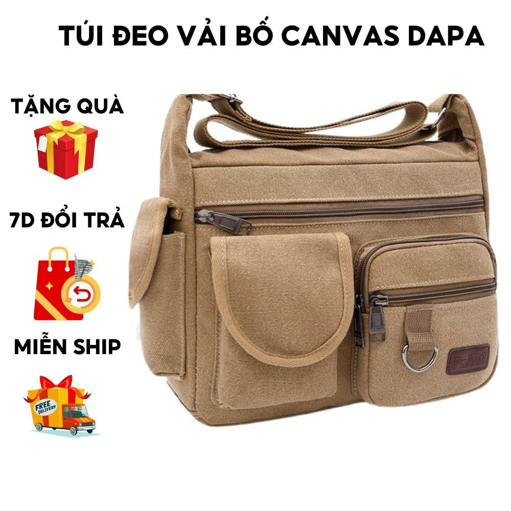 Túi đeo chéo vải bố nam DaPa size lớn thời trang Hàn Quốc đựng sách vở dùng đi học đi chơi tiện lợi