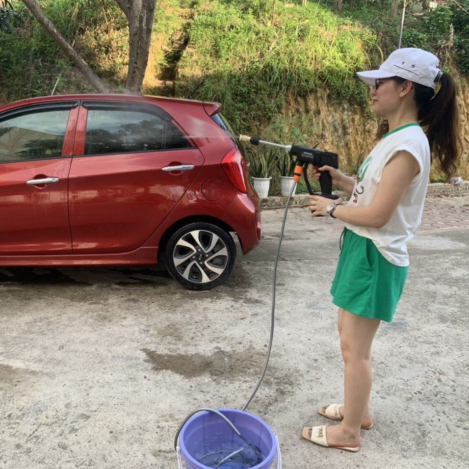 Súng Rửa Xe - Máy Rửa Xe Áp Lực Cao Chạy Pin 24v Hàng Cao Cấp 2 Pin